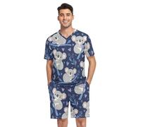 peiyeety pijama da uomo a maniche corte, set da notte con scollo a V, 2 pezzi, con tasche, dalla S alla XXL