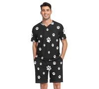 peiyeety pijama da uomo, set da notte a maniche corte con scollo a V, 2 pezzi, dalla S alla XXL
