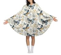 peiyeety Poncho con cappuccio indossabile con stampa di farfalle azzurre, coperta con cappuccio, comoda coperta, morbida e calda, scialle, mantello avvolgente con cappuccio per donne e adulti