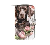 peiyeety Portafoglio sottile e piccolo per cani da caccia tedeschi a pelo corto, per donne e uomini, portafoglio RFID, in microfibra di pelle con porta carte di credito e porta monete con cerniera