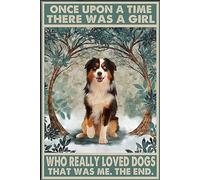 peiyeety Poster vintage C'era una volta una ragazza che amava davvero il cane da pastore in metallo e alluminio, decorazione da parete 6"x8"