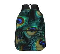 peiyeety Primo piano di uno zaino da viaggio con piume di pavone per uomo e donna, zaino per laptop da 17 pollici, borsa da lavoro impermeabile