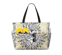 peiyeety Sacro Cuore di Gesù con ampia borsa da spiaggia per donna con cerniera e tasca impermeabile, borsa da palestra leggera e pieghevole per viaggi, spesa, nuoto, sport