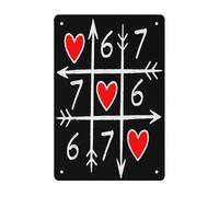 peiyeety San Valentino Sei Sette 67 Meme 6 7 Cartelli in metallo a forma di cuore Decorazione da parete per la stanza 8x12 pollici