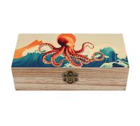 peiyeety Scatola portagioie in legno a forma di polpo con coperchio incernierato, scatole portaoggetti in legno le, custodia antica per decorazioni domestiche, artigianato, anelli, regali