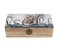 peiyeety Scatola portagioie in legno a forma di polpo con coperchio incernierato, scatole portaoggetti in legno le, custodia antica per decorazioni domestiche, artigianato, anelli, regali