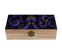 peiyeety Scatola portagioie in legno a forma di polpo con coperchio incernierato, scatole portaoggetti in legno le, custodia antica per decorazioni domestiche, artigianato, anelli, regali