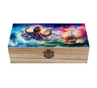 peiyeety Scatola portagioie in legno a forma di polpo con coperchio incernierato, scatole portaoggetti in legno le, custodia antica per decorazioni domestiche, artigianato, anelli, regali