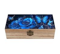 peiyeety Scatola portagioie in legno con coperchio a cerniera, a forma di farfalla, in legno le, per conservare gioielli, anelli, regali, decorazioni per la casa antiche