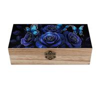 peiyeety Scatola portagioie in legno con coperchio a cerniera, a forma di farfalla, in legno le, per conservare gioielli, anelli, regali, decorazioni per la casa antiche