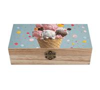 peiyeety Scatola portaoggetti in legno per gelato dolce, scatole porta ricordi per la casa con coperchio incernierato, regalo decorativo vintage per foto, gioielli, decorazioni per la casa