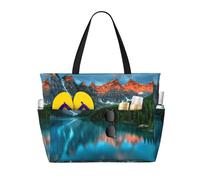 peiyeety Scattata al culmine di durante Grande borsa da spiaggia per donna con cerniera e tasca impermeabile, borsa da palestra leggera e pieghevole per viaggi, spesa, nuoto, sport