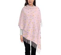 peiyeety Sciarpa con frange in cashmere a pois colorati, semplice e carina, lunga e calda sciarpa invernale da donna, rosa