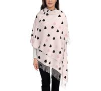 peiyeety Sciarpa con frange in cashmere autunno inverno Black Heart, sciarpa da sogno carina per donna, scialle lungo rosa