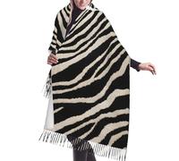 peiyeety Sciarpa con frange in cashmere con stampa zebrata e animalier, grande scialle con frange