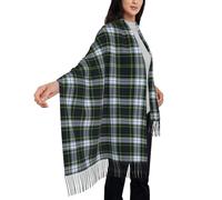 peiyeety Sciarpa da donna in tartan scozzese verde bianco nero Clan Gordon, morbida sciarpa in cashmere, scialle in pashmina, comoda e leggera, da indossare tutti i giorni e per le feste.