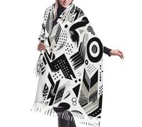 peiyeety Sciarpe da donna in cashmere con effetto fusione astratta in bianco e nero, morbide sciarpe in pashmina per l'inverno e l'autunno