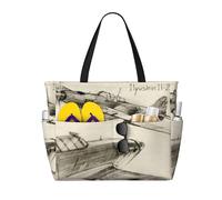 peiyeety Serie di borse tote da spiaggia grandi sovietiche per donna con cerniera e tasca impermeabile, borsa tote leggera e pieghevole per palestra, viaggi, spesa, nuoto, sport