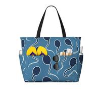 peiyeety Sesso e riproduzione Sperma blu Grande borsa da spiaggia per donne con cerniera e tasca impermeabile, borsa da palestra leggera e pieghevole per viaggi, spesa, nuoto, sport