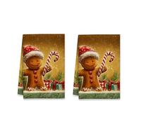 peiyeety Set di 1 strofinacci da cucina a forma di omino di pan di, bastoncini di zucchero natalizi, albero di Natale, rossi, riutilizzabili, per uso quotidiano in cucina, 16x26 pollici