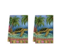 peiyeety Set di 1 strofinacci da cucina a forma di tartaruga, stracci morbidi per asciugare i piatti, fantasia costiera, blu oceano, decorazione per la cucina per le feste, 16x26 pollici (1 pezzo)