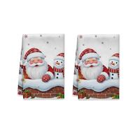 peiyeety Set di 1 strofinacci da cucina di Babbo Natale, fantasiosi fiocchi di neve natalizi, rossi, riutilizzabili, per asciugare i piatti, decorazione per la casa, 16x26 pollici