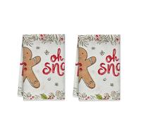 peiyeety Set di 1 strofinacci da cucina in pan di, fiocchi di neve natalizi, bacche, strofinacci da cucina riutilizzabili, asciugapiatti, decorazioni per bar, 16x26 pollici