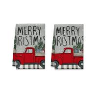 peiyeety Set di 1 strofinacci da cucina per camion, strofinacci da cucina riutilizzabili ad asciugatura rapida, rustici e natalizi, per uso quotidiano in cucina, 16x26 pollici