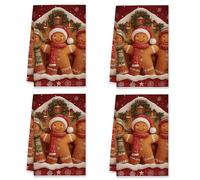 peiyeety Set di 2 strofinacci da cucina in pan di, ghirlanda di fiocchi di neve natalizi, strofinacci da cucina riutilizzabili e asciugabili, essenziali per cucinare, 16x26 pollici