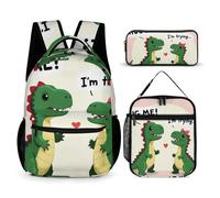 peiyeety Set di zaini con simpatici dinosauri, abbracciami, ci sto provando (2) Zaino con porta pranzo e borsa per cosmetici Zaino da viaggio per laptop Set di zaini casual