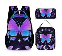 peiyeety Set di zaini da viaggio Bookbag Daypack Magic Moon Moth Mystical Goth Astrology Art (1) Set di zaini per laptop Bookbag con borsa per il pranzo e borsa portaoggetti Zaino da viaggio