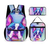 peiyeety Set zaino e borsa da viaggio Pitbull Pet Dog Art (4) Zaino con borse per il pranzo e borsa per il trucco Borsa a tracolla con borse per riporre il pranzo