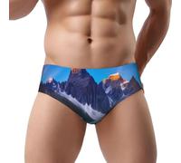 peiyeety Slip a Triangolo con Stampa di Paesaggio Montano e Lago per Uomo, a Vita Bassa, Morbidi e Traspiranti, assorbenti del Sudore (S-3XL)