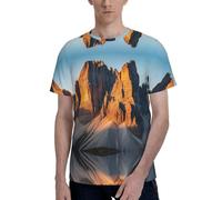 peiyeety T-Shirt da Uomo - Maglietta Casual Morbida con Scollo Rotondo e Maniche Corte, Nera con Stampa della scogliera delle Montagne Rocciose canadesi