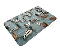 peiyeety Tappetini da bagno classici con stampa di paperelle verdi, 30x20 pollici, assorbenti, antiscivolo, lavabili in lavatrice, tappetini da a per il bagno