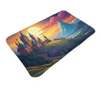 peiyeety Tappetini da bagno con stampa di castello blu magico, 30x20 pollici, assorbenti, antiscivolo, lavabili in lavatrice, tappetini da a per il bagno