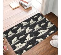 peiyeety Tappetini da bagno con stampa nera e motivo orso del Polo Nord bianco, 16x24 pollici, tappetino da bagno antiscivolo e assorbente, tappeto da a lavabile in lavatrice