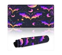 peiyeety Tappetino per mouse da gioco Bats on Purple Night Sky, 24L×12W pollici, tastiera per laptop estesa, base in gomma antiscivolo con bordi cuciti, per computer da ufficio domestico