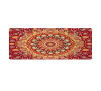 peiyeety Tappetino per mouse da gioco grande e esteso con mandala bohémien vibrante 31,5"x12" - Tappetino da scrivania XXL per tastiera e mouse - Base in gomma antiscivolo e bordi cuciti resistenti