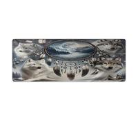 peiyeety Tappetino per mouse da gioco grande e esteso Wolf and Dreamcatcher 31,5"x12" - Tappetino da scrivania XXL per tastiera e mouse - Base in gomma antiscivolo e bordi cuciti resistenti