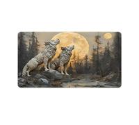 peiyeety Tappetino per mouse da gioco grande e esteso Wolf Howling at The Moon 30"x16" - Tappetino da scrivania XXL per tastiera e mouse - Base in gomma antiscivolo e bordi cuciti resistenti