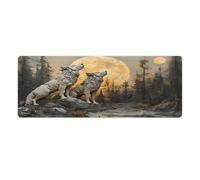 peiyeety Tappetino per mouse da gioco grande e esteso Wolf Howling at The Moon 31,5"x12" - Tappetino da scrivania XXL per tastiera e mouse - Base in gomma antiscivolo e bordi cuciti resistenti