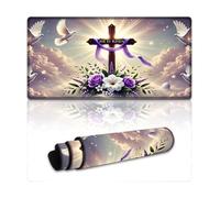 peiyeety Tappetino per mouse da gioco He Has Risen Religious Large Extended 24"x12" - Tappetino da scrivania XXL per tastiera e mouse - Base in gomma antiscivolo e bordi cuciti resistenti