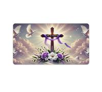 peiyeety Tappetino per mouse da gioco He Has Risen Religious Large Extended 30"x16" - Tappetino da scrivania XXL per tastiera e mouse - Base in gomma antiscivolo e bordi cuciti resistenti