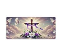 peiyeety Tappetino per mouse da gioco He Has Risen Religious Large Extended 36"x16" - Tappetino da scrivania XXL per tastiera e mouse - Base in gomma antiscivolo e bordi cuciti resistenti