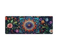 peiyeety Tappetino per mouse da gioco Mandala Large Extended 31,5"x12" - Tappetino da scrivania XXL per tastiera e mouse - Base in gomma antiscivolo e bordi cuciti resistenti