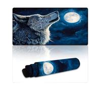 peiyeety Tappetino per mouse da gioco Summer Howling Wolf grande ed esteso 24"x12" - Tappetino da scrivania XXL per tastiera e mouse - Base in gomma antiscivolo e bordi cuciti resistenti