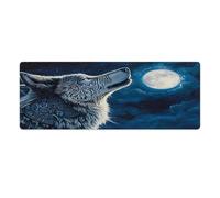 peiyeety Tappetino per mouse da gioco Summer Howling Wolf grande ed esteso 31,5"x12" - Tappetino da scrivania XXL per tastiera e mouse - Base in gomma antiscivolo e bordi cuciti resistenti