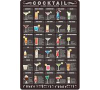 peiyeety Targa in metallo con ricette di cocktail classiche, poster in alluminio per la casa, cucina, bar, caffetteria, club, decorazione da parete, 8x12 pollici