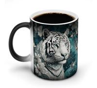 peiyeety Tazza da caffè con tigre nella giungla, tazza che cambia colore, tazza da caffè in ceramica personalizzata, squisita, divertente e magica, regalo per adulti